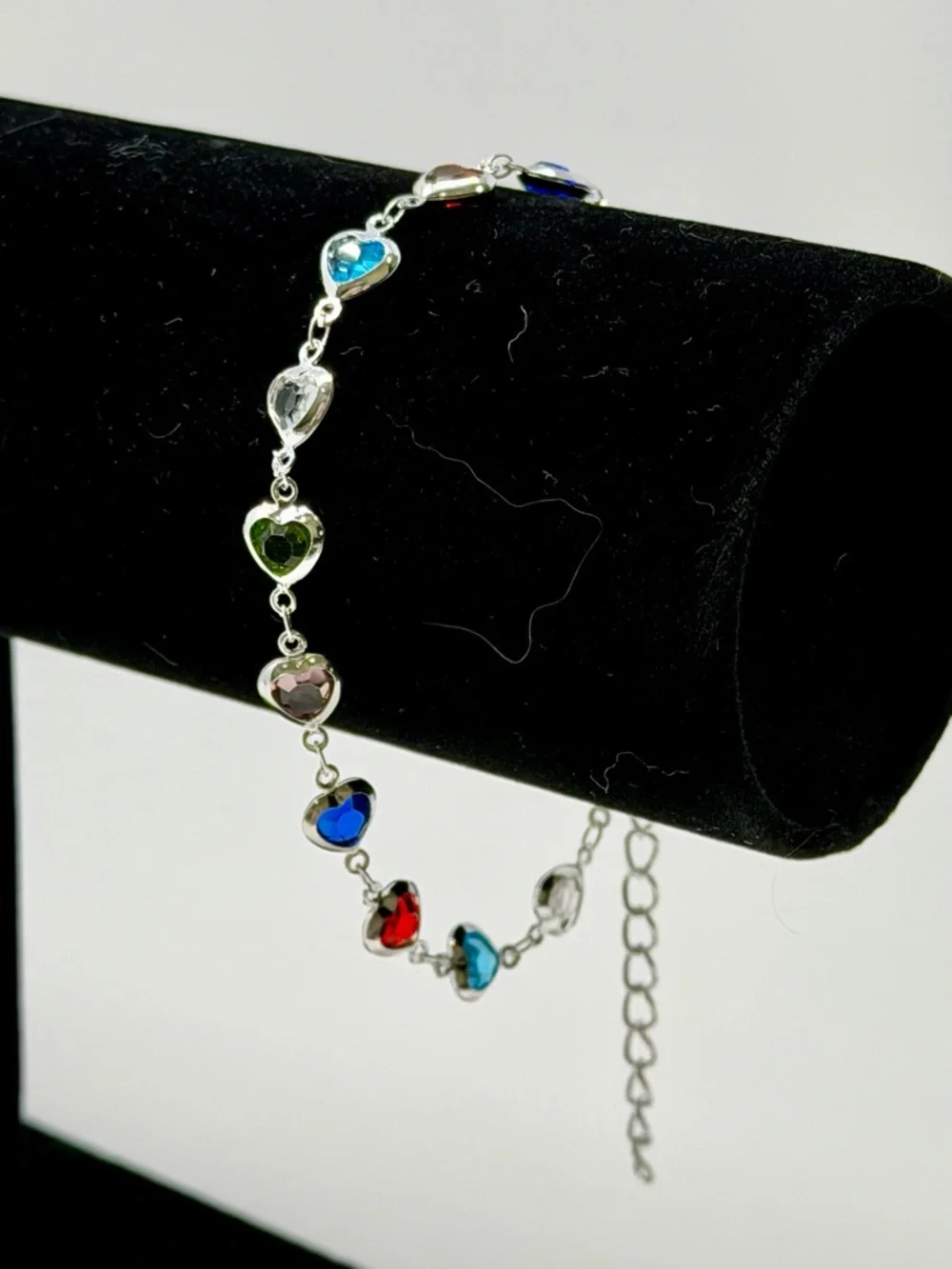 Multi-Color Heart Crystal Bracelet - Stainless Steel - Picture 2 of 3